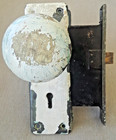 Vtg Antique Door Knobs Set Mortise Lock Skeleton Lock Brass No Key