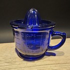2 Cup Antique Vintage Style Cobalt Blue Glass Measuring Cup Juicer Reamer Set