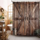 Rustic Barn Door Shower Curtain Set For Bathroom  Farmhouse Arts Bathroom Decor