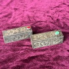 Vintage Silver Engraved  Lipstick Holders Case   Pop Up Mirror