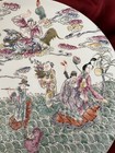 Chinoiserie Charger Longevity   Immortality Gods Musicians Actors Figural Vtg