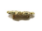 2 Cats Pin Vintage Rhinestone Eyes   Gold Tone