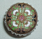 Antique Victorian Gilt   Enamel Lid Lidded Dresser Rouge Jar