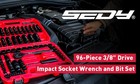96pc 3 8  Drive Impact Socket Wrench And Bit Set Standard   Deep Sae   Metric