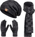 Beanie Hat Scarf Touchscreen Gloves Set For Men And Women  Fleece Lined Warm