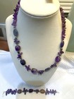 Vtg Sterling Silver 925 Genuineamethyst Crystal Bead Statement Necklace bracelet