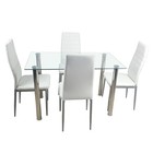 Set Of 4 Armless Accent Chairs Upholstered Pvc Leather Chair For Dining Room