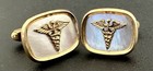 Caduceus Symbol Mother Of Pearl Vintage Anson Cufflinks Md Doctor Nurse Rx