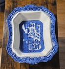 Antique Allerton s Ltd Blue Willow Vegetable 9  X 11  Scalloped Edge - England