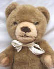Vintage Eden Brown Jointed Teddy Bear W  White Bow 11  Plush Stuffed Animal Toy
