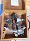 Collectible Antique Nautical Brass 5 Inch Working Sextant Marine W  Wooden Box