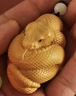Japanese Lucky Snake Wooden Carved Keychain Coiled Snake Good Luck Charm