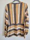 Doe   Rae Size L Tunic Long Sleeve Blouse Yellow And Gray Stripes - Nwt