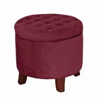 Round Button Tufted Velvet Storage Ottoman
