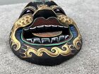 Large Hand Painted Carved Ebony Laughing Buddha Mask Chinese Wall Art