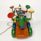 Vintage Kouvalias Greece Wooden Clown Pull Toy  paint Loss 