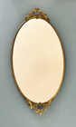 Vintage Gold Gilt Ormolu Filigree Cherubs Oval Vanity Mirror Tray 18 5x9  