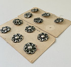 Set Of 11 Vintage Mexican Plata Fina Sterling Silver Buttons Floral Repouss   1 