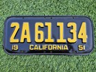 Vtg Lot 1951 1942 California License Plate Tag Sign Ford Chevy Car Black Yellow