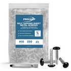 250 Pack  10  3 4 Inch Self Tap Sheet Metal Screws W  Black Dbl Square 8 Pt Head