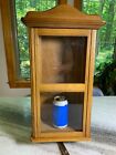 Vintage Antique Wood Wooden Oak Shadow Display Box Glass Door Wall Hung Hanging