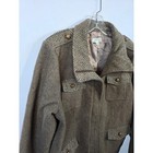 Orvis Women s Large Tweed Herringbone Coat Brown Button Shoulder Pockets  r47