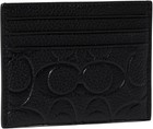 Coach Flat Card Case In Signature Leather Black One Size