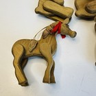 Vintage Set Of 6 Articulated Wooden Ornaments Horse Bear Rabbit