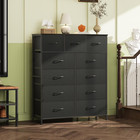 Tall Dresser For Bedroom  11 Drawer Chest Of Drawers  Charcoal Black