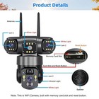 3 Lens 12mp Solar Battery Home Security Camera Outdoor Wifi Wireless Ptz Cctv Us