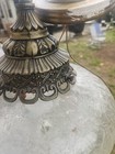 Vtg Mid Century Modern Space Age Ufo Saucer Crackle Glass Hanging Swag Lamp 