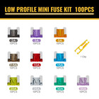 100 Pcs Low Profile Mini Fuse Kit - Professional Blade Fuses Automotive For Car 