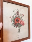 Vintage Floral Print Botanical Wood Frame Glass Cottage 11x9 Jl Provost