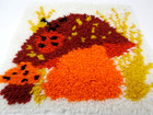 Vintage Mushroom Ladybug Latch Hook Rug Wall Hanging 1970s Finished
