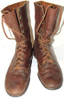 Vintage 1930s Men s 10  Plain Toe Work Boots  Brown  Leather Soles   Heels  10