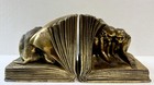 Vintage Monkey Bookends Jb 2462 Cast Metal Bronze Tone Book Ends Pair Decor 