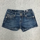 Miss Me Shorts Womens 30 Blue Denim Rhinestone Embellished Cutoff Jorts Casual