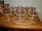 6 Vintage Footed Clear Etched Glass Desert Cups-2 Designs  3 Each  3 5   Lovely