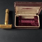 Gillette Aristocrat Gold Tone Metal Safety Razor With Case  Made In U s a 