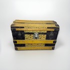 Antique Victorian Dome Top Steamer Trunk Embossed Tin Filigree Chest 28x20x16   