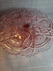 Vintage Pink Imperial Glass Cake Stand With Pressed Glass Pattern 13 x 5 5 
