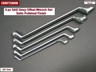 Craftsman Tools 10 Pc Sae Metric Deep Offset Box End Wrench Set Satin Finish
