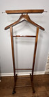 Vintage Wood Valet Butler Stand On Wheels 42    Mcm Suit Hanger Tie Tray Italy