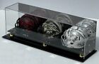 New  Csp Triple 3 Mini Football Helmet Acrylic Display Case W mirror Back Ad21