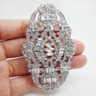 Bride Wedding Flower Buckle Silver Tone Crown Brooch Pin Clear Rhinestone