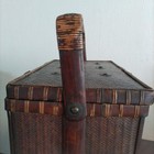 Vintage Chinese Handled Basket For Tea Storage  Antique Craft Collection