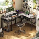 Reversible L Shaped Desk With Power Outlets And Rgb Led Light  Sturdy Computer D