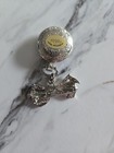 1928 Full Hunter Pocket Watch Bow Theme Quartz  White Roman Dial Silver Tone
