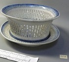 Qing Era Blue And White Porcelain Reticulated Canton Basket And Plate  g3b 