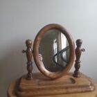 Vintage Wood Tabletop Dresser Vanity Swivel Make Up Mirror Jewelry Tray